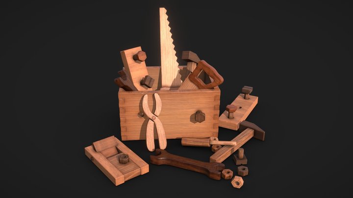 Wooden Instrument Toys Kit 3D Model