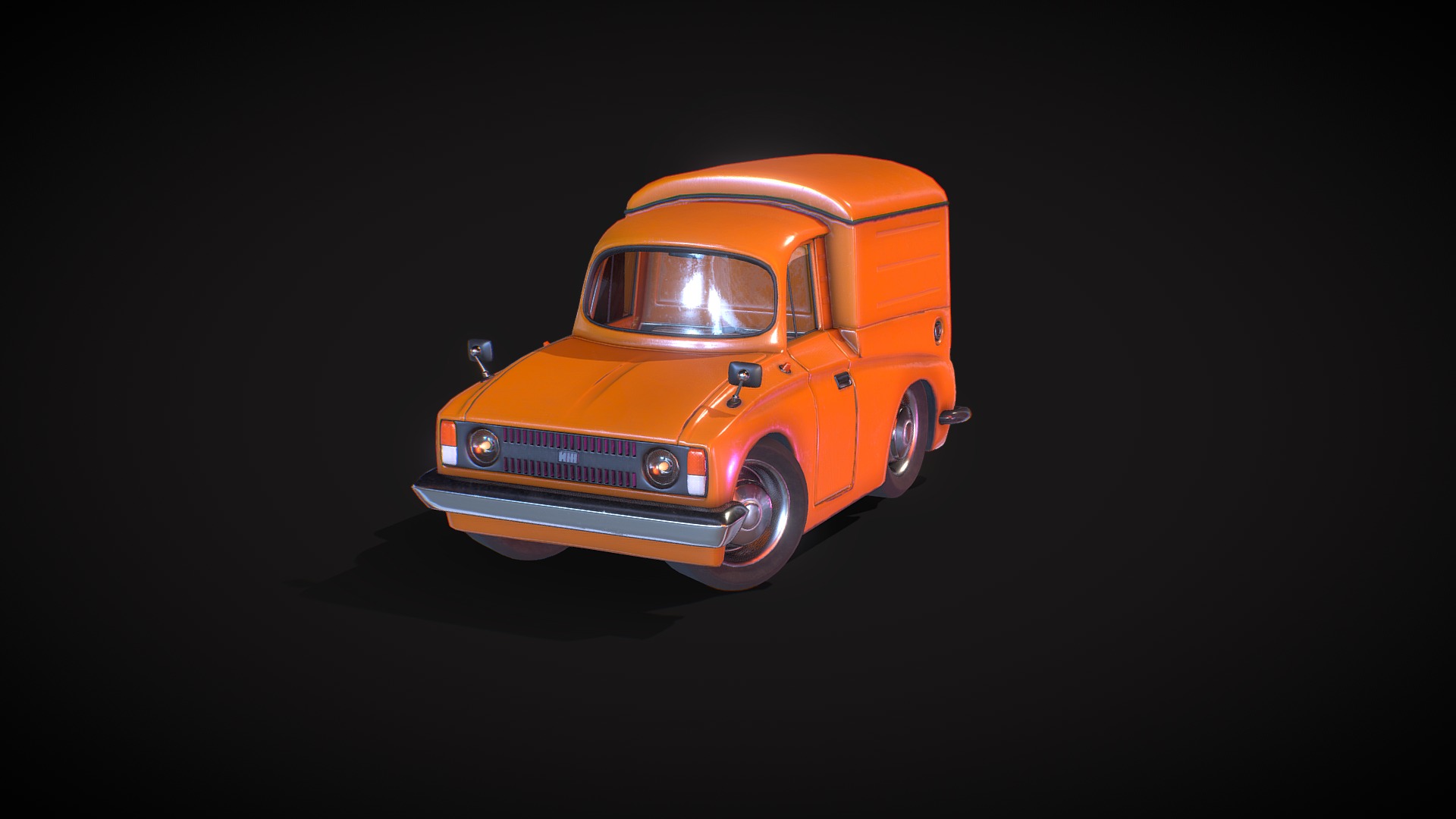 3D model ИЖ-2715 (IZH-2715) - This is a 3D model of the ИЖ-2715 (IZH-2715). The 3D model is about an orange car with a black background.