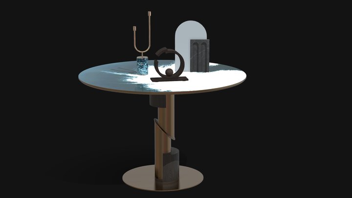 Shake Design Flow Table with decoration 3D Model