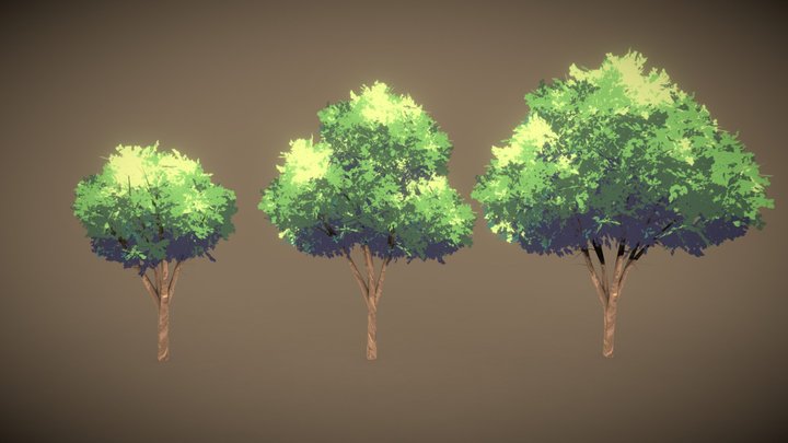 Anime Trees 3D Model
