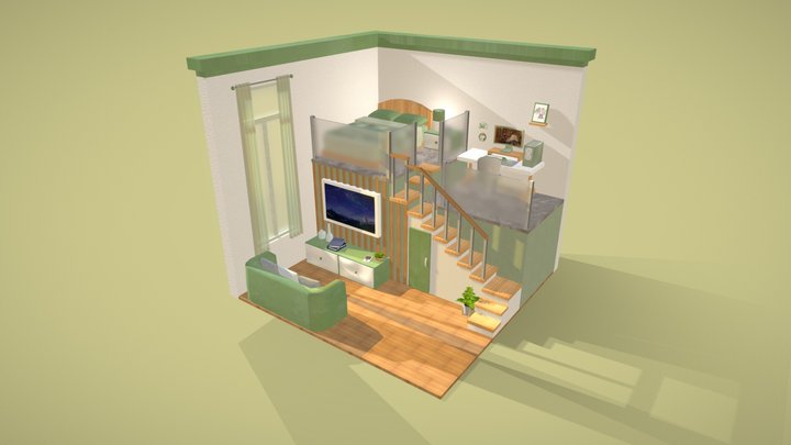 3D Isometric Studio Apartment 3D Model
