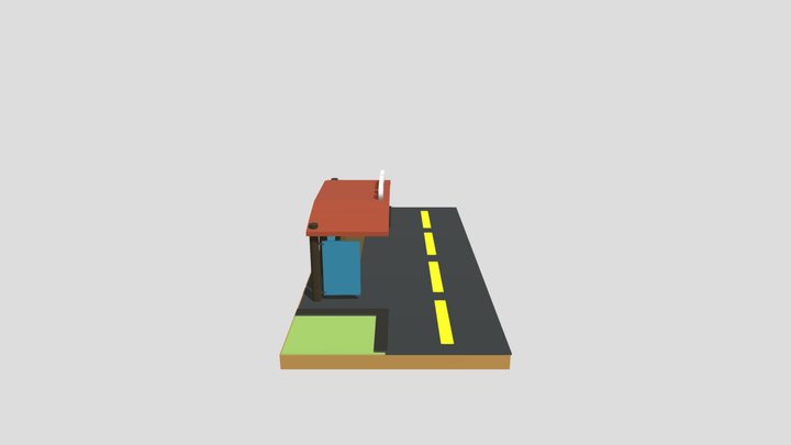 Low Poly Bus Stop - A Cozy Waiting Spot 3D Model