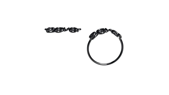 Sara Twisted Wire Personalized Ring and Necklace 3D Model