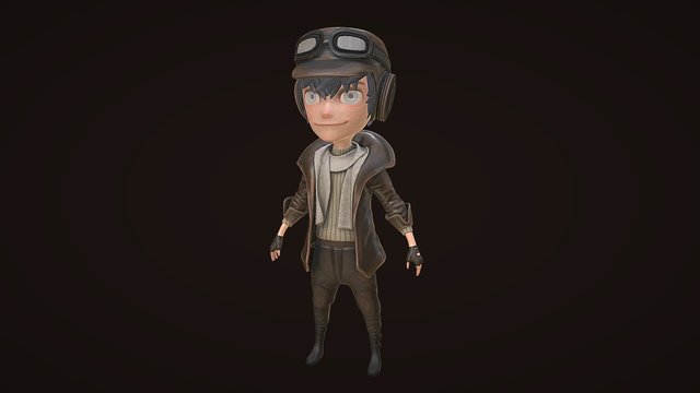 Stylized Pilot Character Model 3D Model