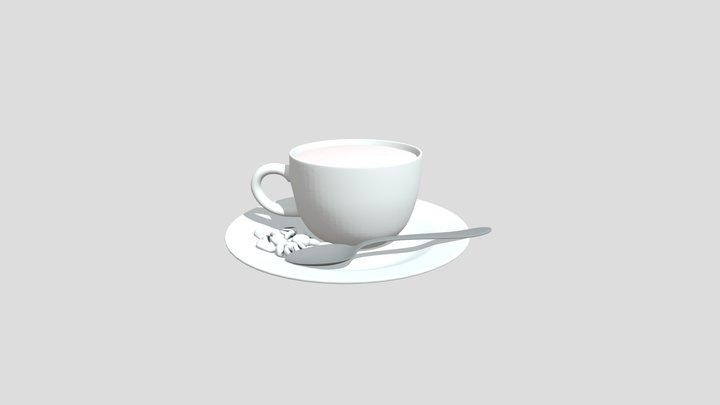 Coffee cup with beans and a spoon – Modelo 3D gratuito STL