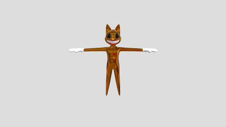 Golden Cartoon Cat 3D Model