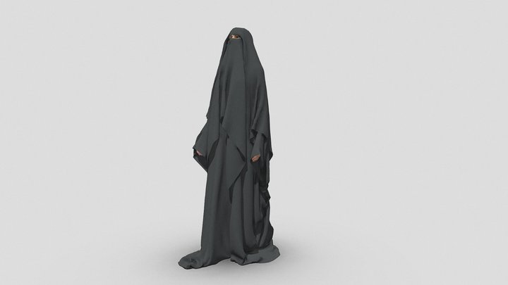 Arab Woman in long robe dress - 3d people 3D Model