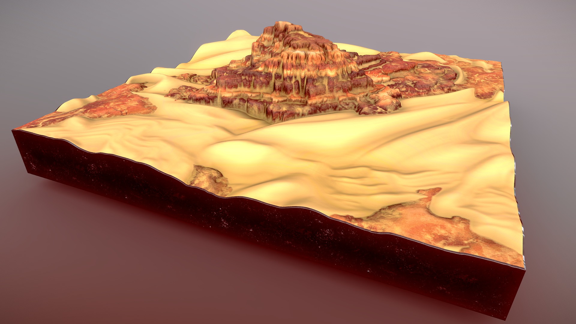3D model Sandy Terrace Mountain - This is a 3D model of the Sandy Terrace Mountain. The 3D model is about a piece of wood with a brown substance on it.