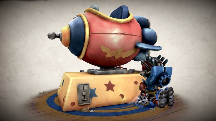 Rocket Robot Handpainted 3D Model