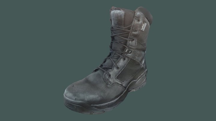 Mens Left Black Work Boot 3D Model