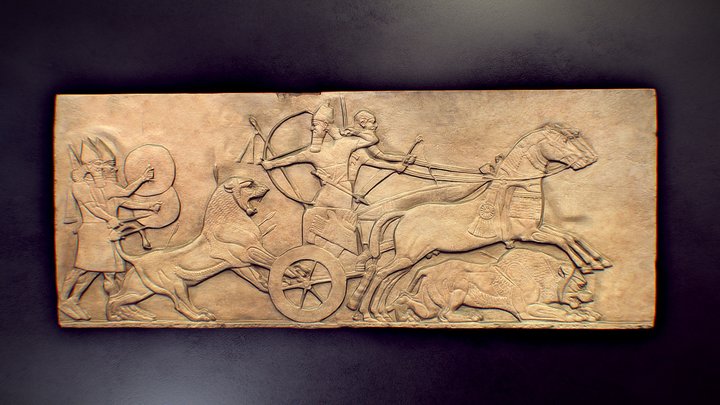 Hunting Lions from a Chariot 3D Model
