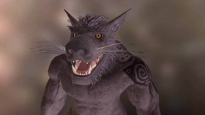 Dwarven Wolfman Unarmored 3D Model
