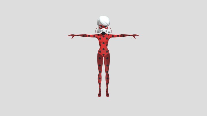 3D model Miraculous LadyBug Swim Suit Animated Rigged VR / AR / low-poly