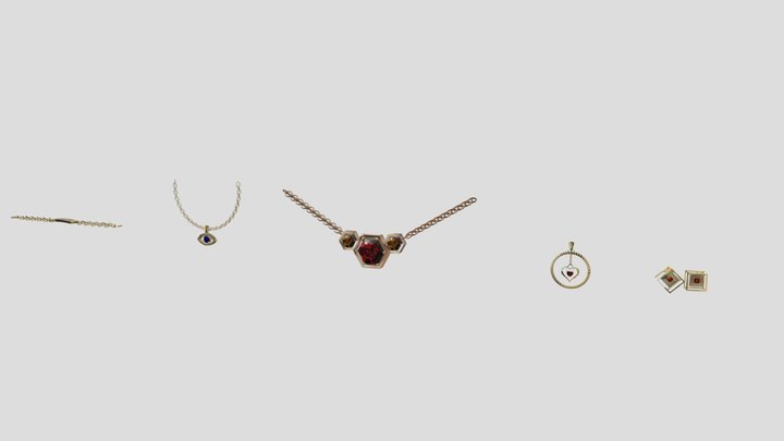 collection of jewelry designs 3D Model