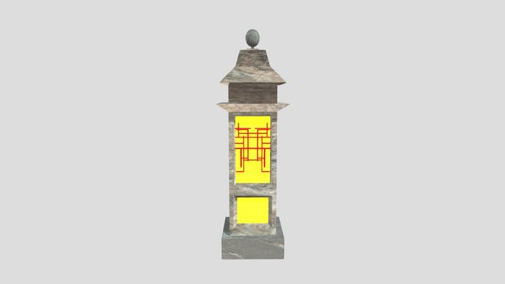 Low Poly Japanese Stone Lantern Pillar
