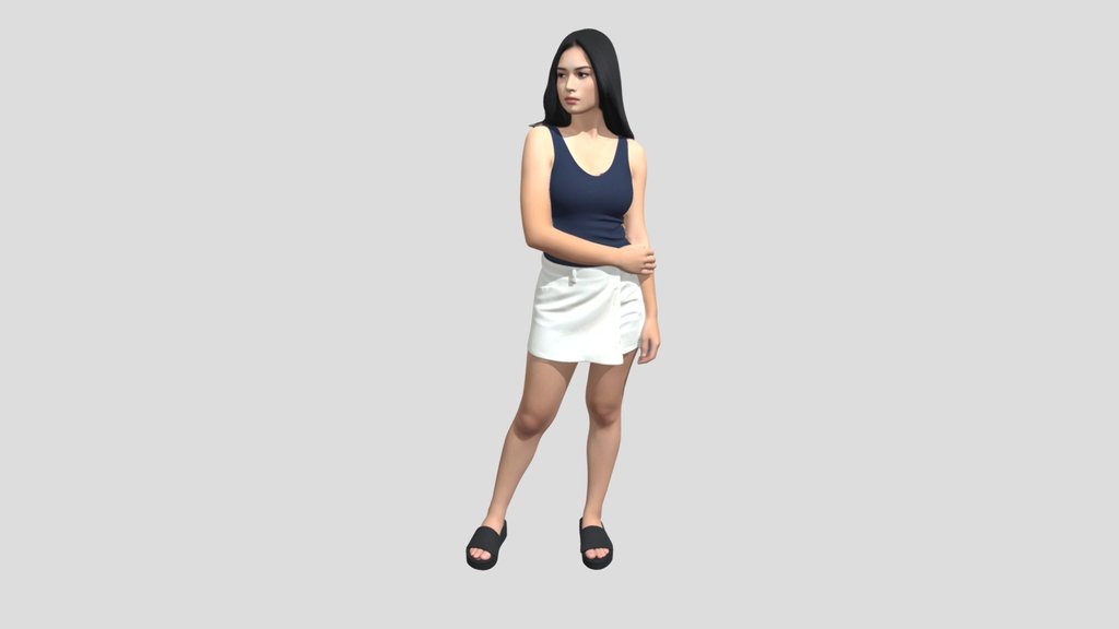 Navy Tank Top and White Skirt