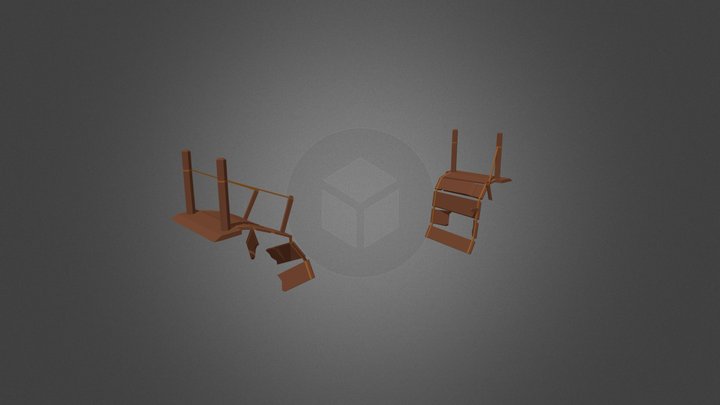 Wooden Bridge_01_destroyed(low-poly) 3D Model