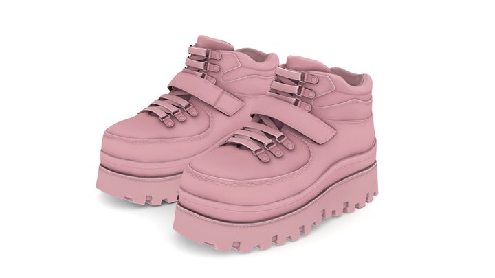 Pink Cross Platform Shoes 3D Model