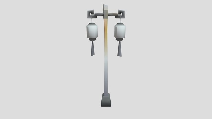 Ancient Japanese Temple Lamp Post 3D Model