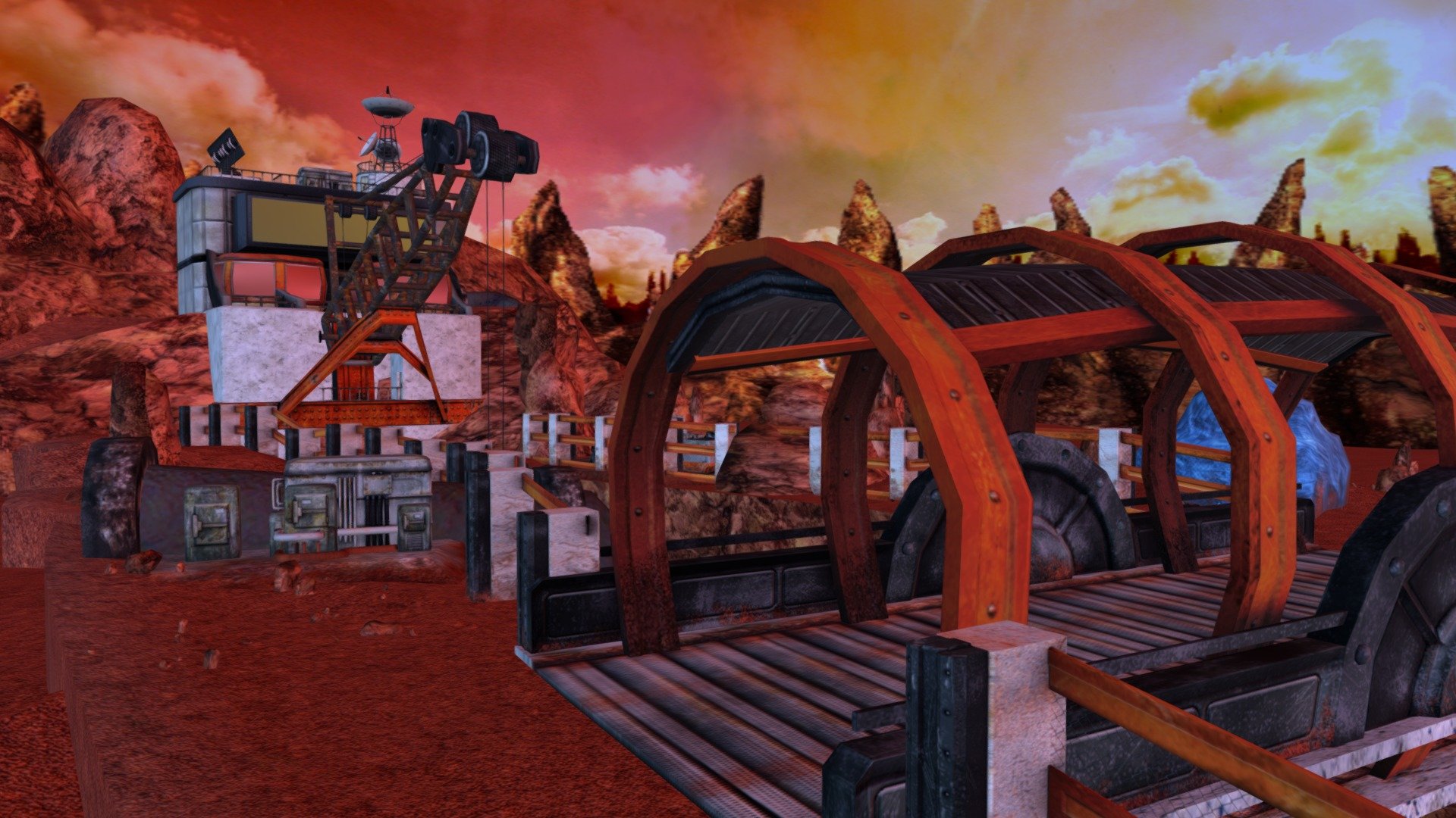Retro Sci-fi Bridge & Mining Outbuilding Diorama