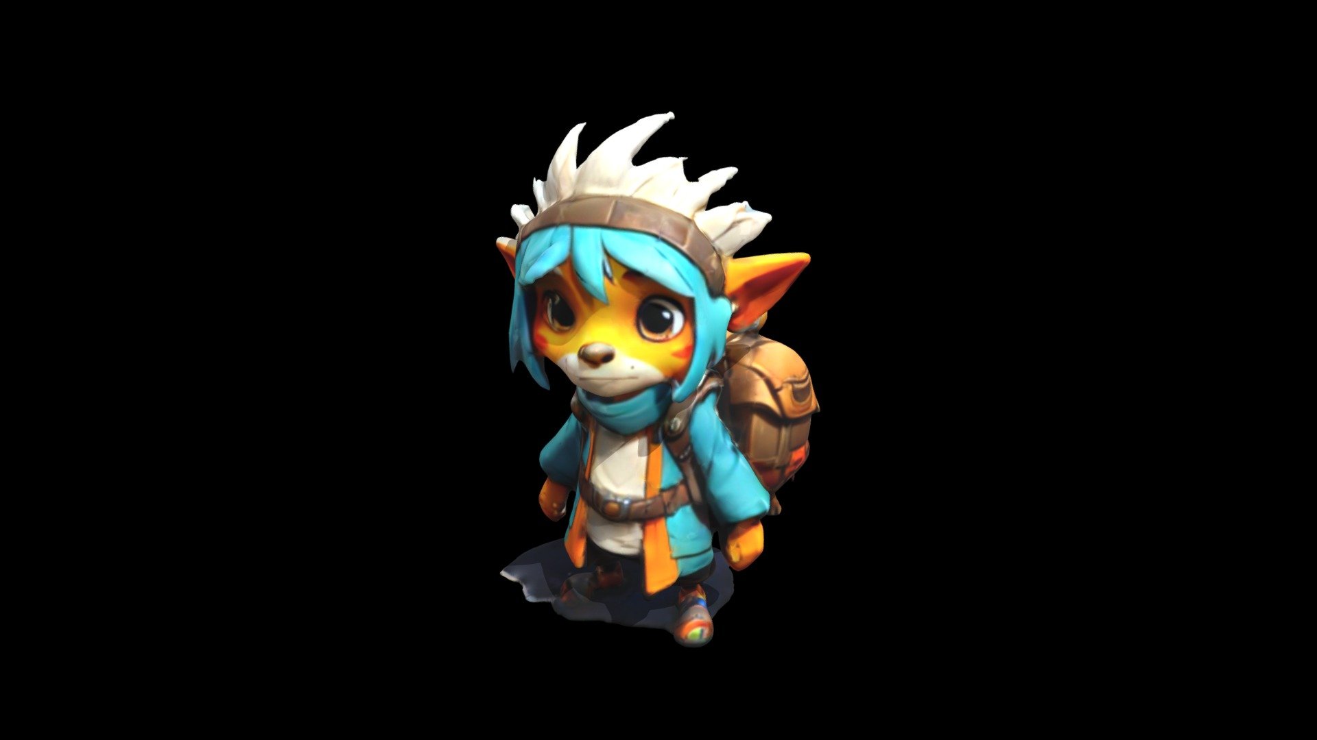 a cartoon character with blue hair and a back - Download Free 3D model ...