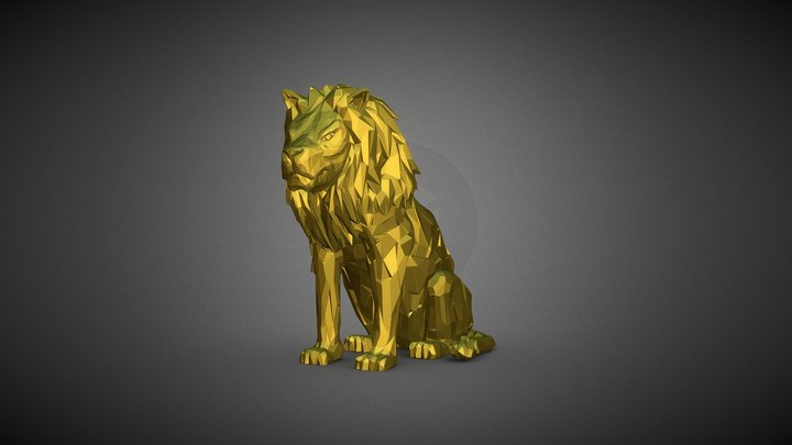 Lion_ Low Poly- Geometric_3DPrint 3D Model