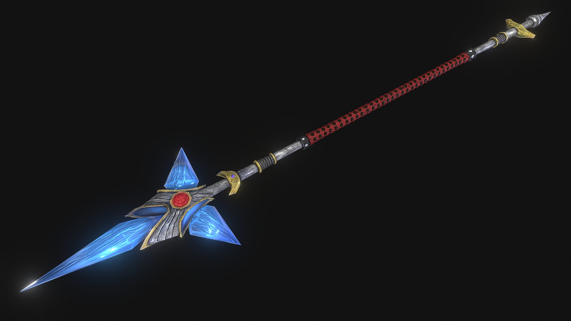 3D model Game Magic Staff 3 - This is a 3D model of the Game Magic Staff 3. The 3D model is about a blue and white sword.