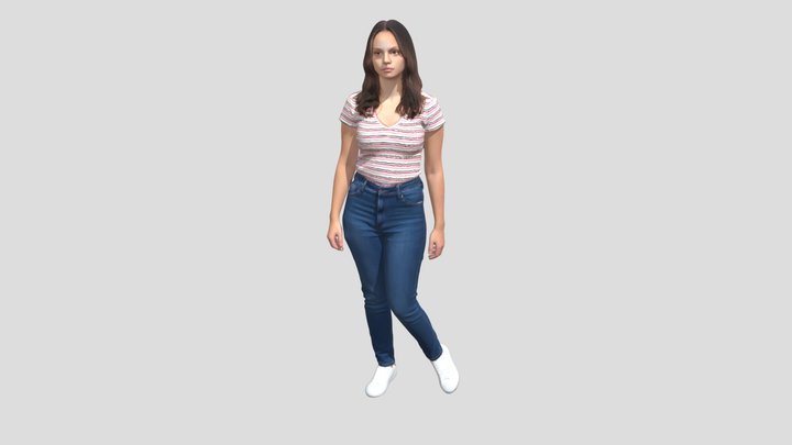 Casual Striped Tee Portrait – Kostenloses 3D-Modell STL