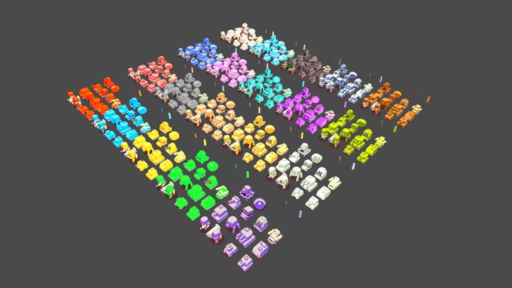 Advance Wars Land Units 3D Model
