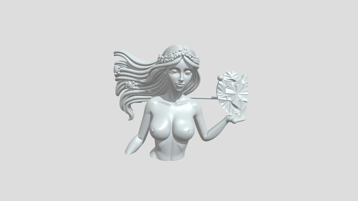 Golden female figure with diamond 3D Model