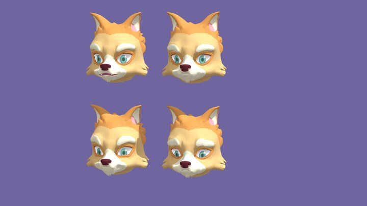Fox Expression Head 3D Model
