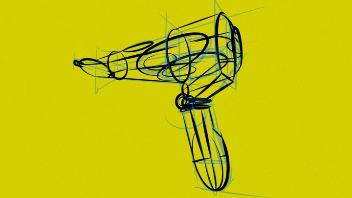 Futuristic Hairdryer 3D Model