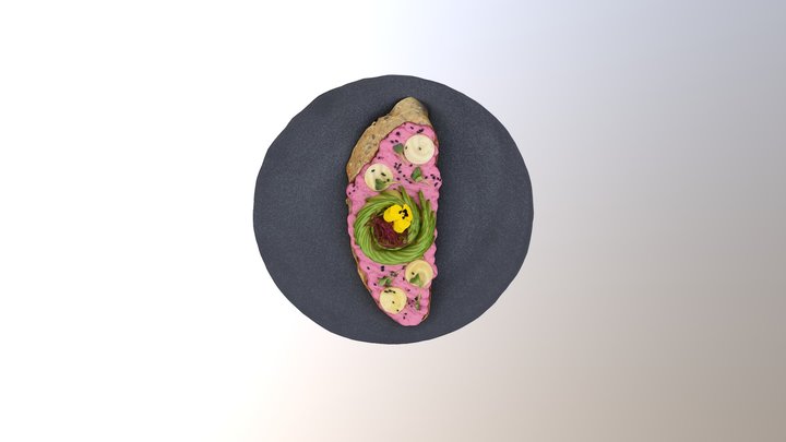 Pink hummus toast 3D Model