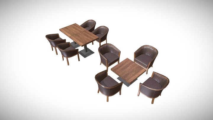 Table Chair Restaurant Pack Low poly models 3D Model