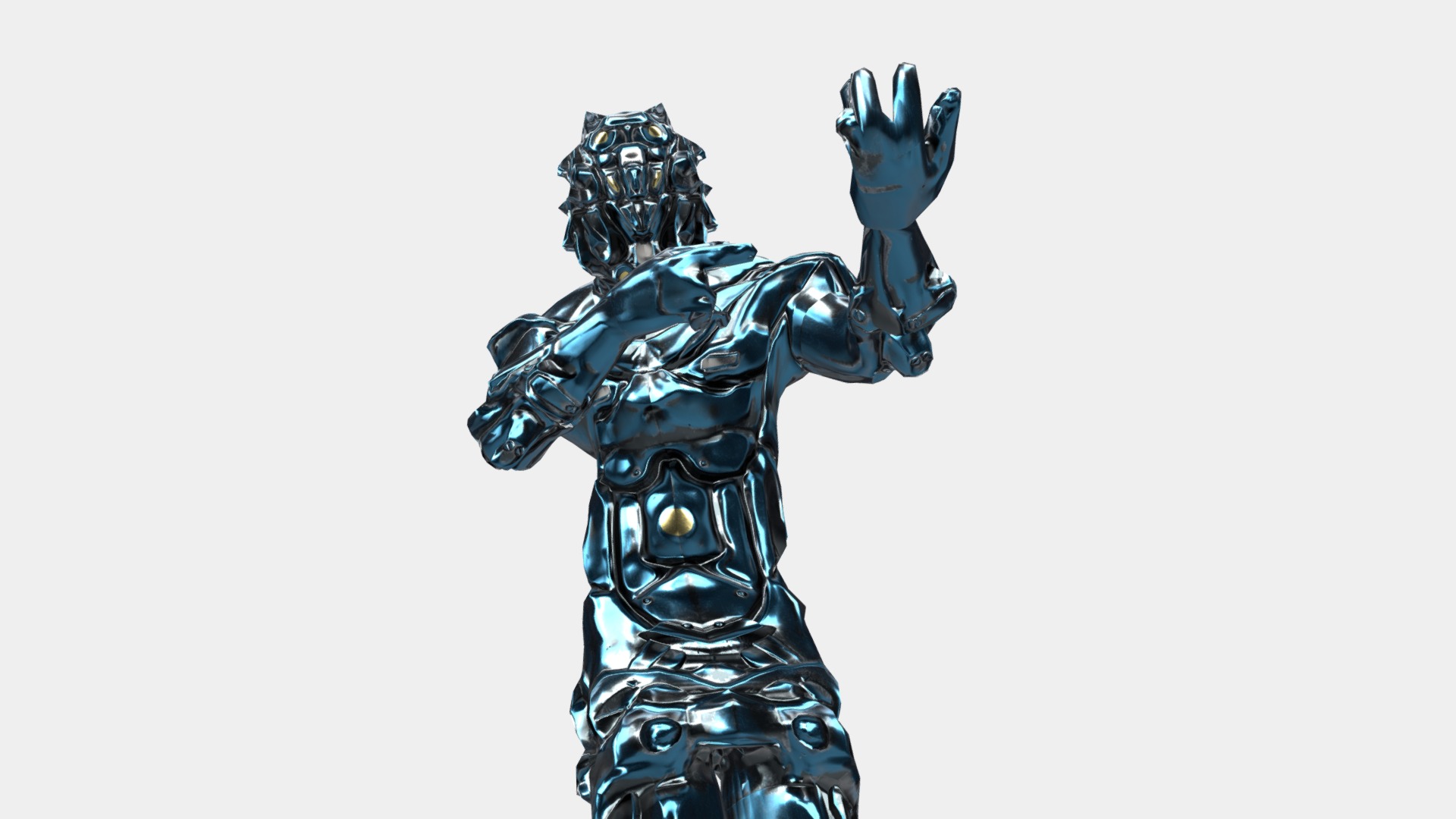 3D model Cyber Soldier Blue Animation - This is a 3D model of the Cyber Soldier Blue Animation. The 3D model is about a metal statue of a person.