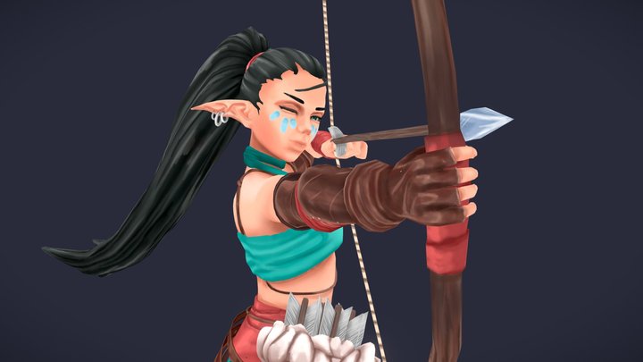 Hand Painted Hunter 3D Model