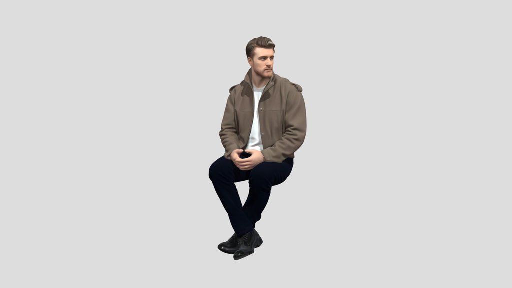 Seated Gentleman in Suede Jacket