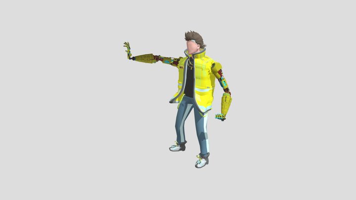cyberpunk man with arm prostheses 3D Model