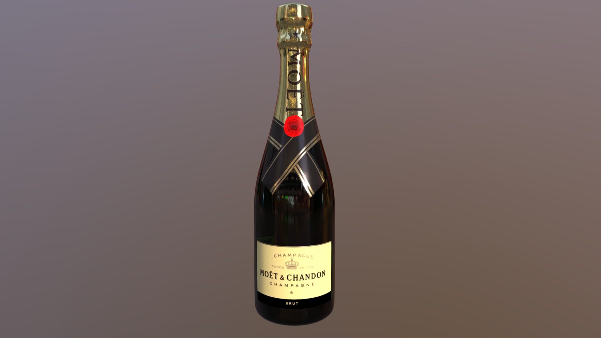 3D model Moët & Chandon Impérial - This is a 3D model of the Moët & Chandon Impérial. The 3D model is about a bottle of wine.