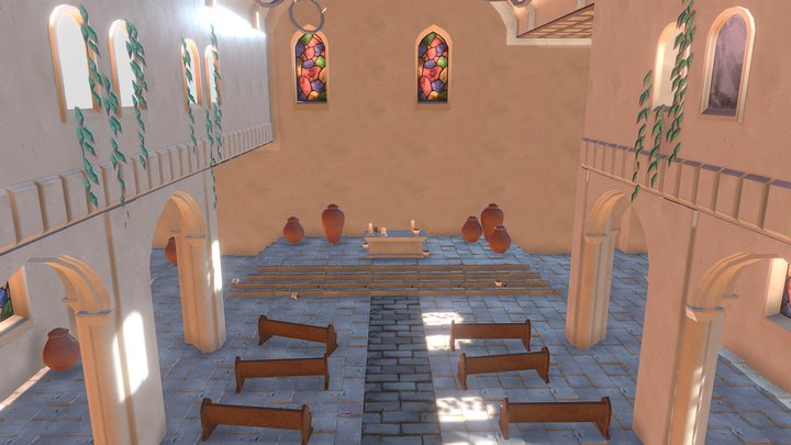 Low-Poly Church - Modular Kit 3D Model