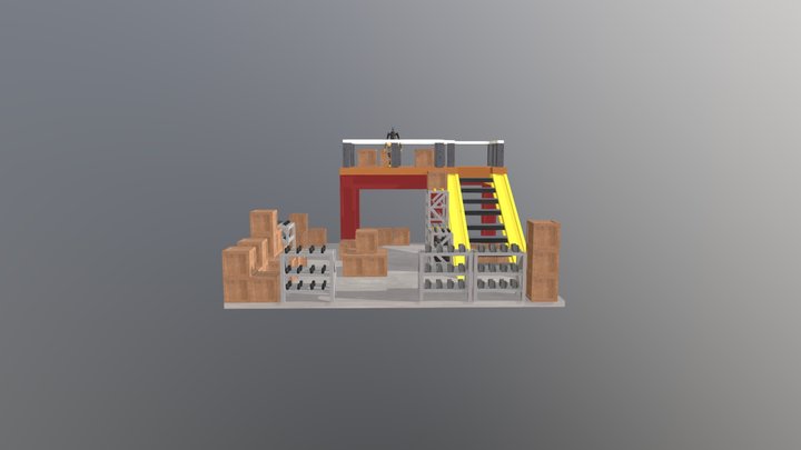 entrepôt de stockage de pièce de robot 3D Model
