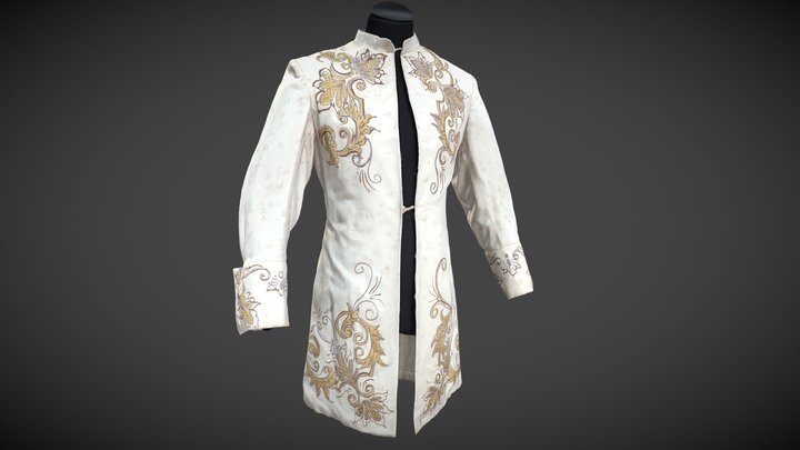 Ballet costume, white coat 3D Model