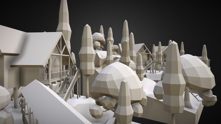 Forest Loner - Diorama and House Blockout 3D Model