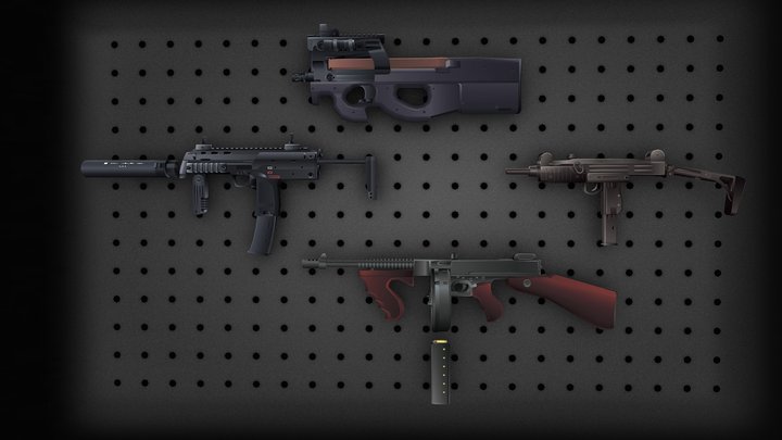 Stylized SMG Weapon Pack 2 3D Model