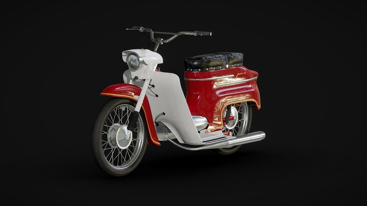 Jawa type 20 - Gameready Motorcycle 3D Model
