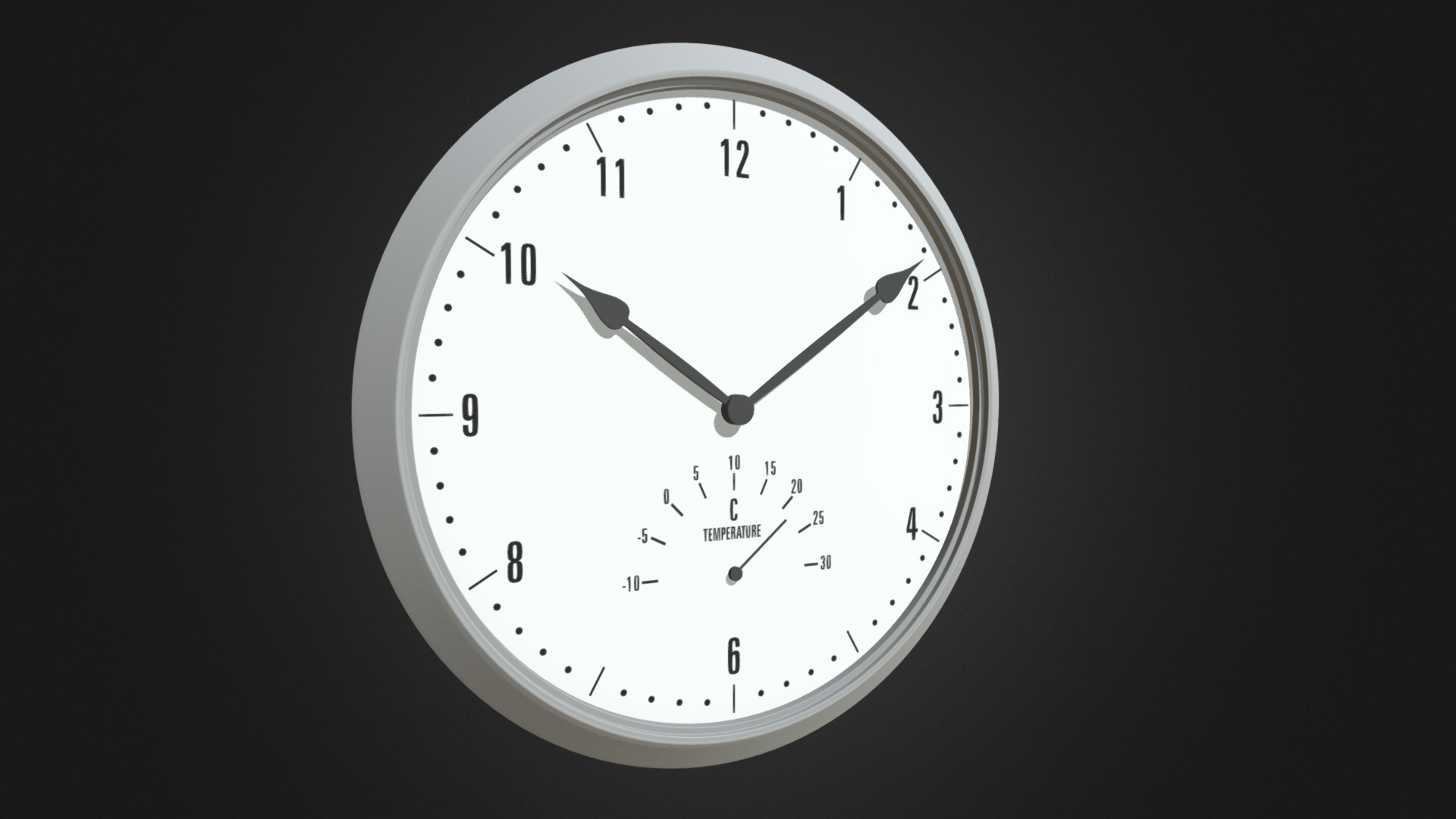 3D model Wall Clock with Thermometer 30 - This is a 3D model of the Wall Clock with Thermometer 30. The 3D model is about a white clock with black hands.