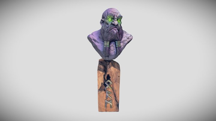 Dwarf Bust Handpainted 3D Model