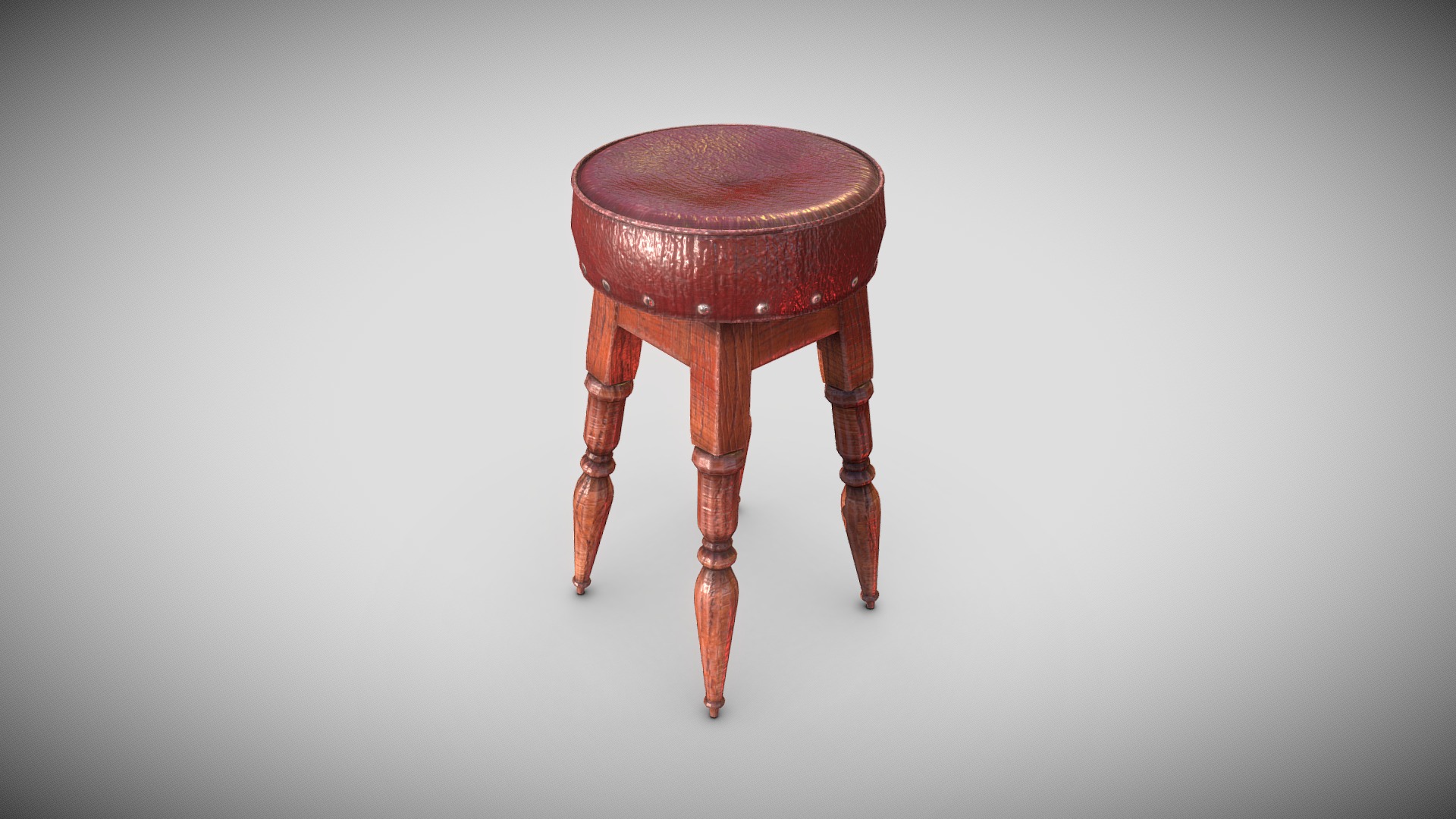 3D model Bar Stool - This is a 3D model of the Bar Stool. The 3D model is about a wooden stool with a red top.
