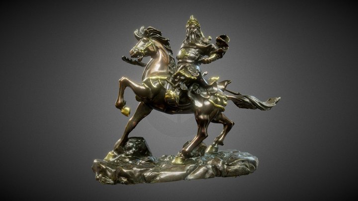 Guan Yu Riding Statue 3D Model