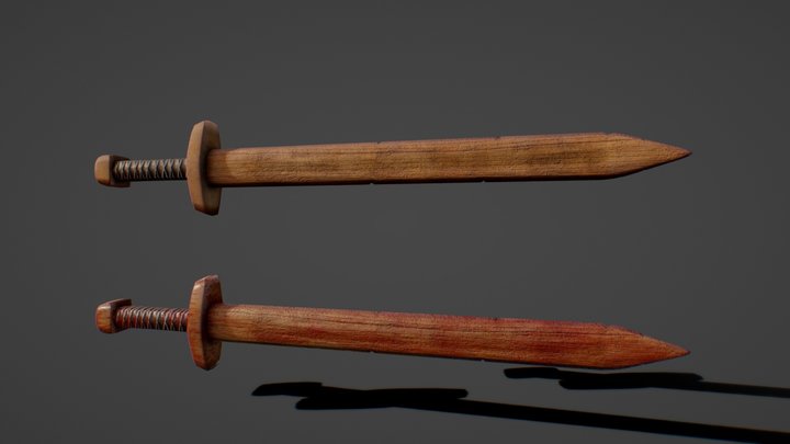Wooden Sword (with Blood Version) 3D Model
